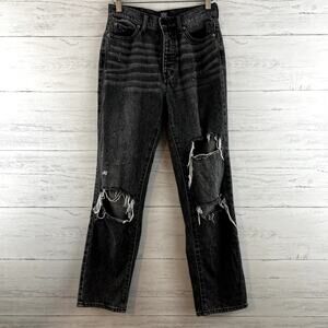 BDG Black Slim Straight Distressed Button Fly Jeans Size 25
